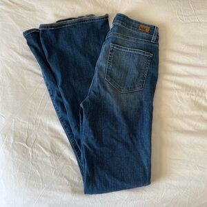 PAIGE Women's Dark Blue High-rise Flare Jeans